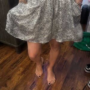 Black and White Mini Skater Skirt with Pleats